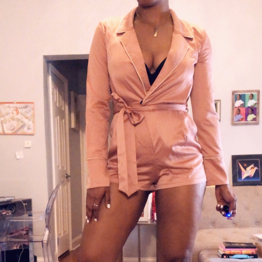 Satin Tuxedo Romper - Never worn